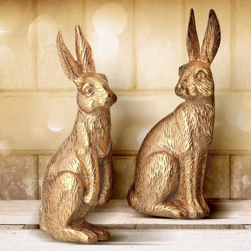 The Holiday Aisle® 2 Piece Ledesma Carved Easter Bunny Figurine Set & Reviews Wayfair